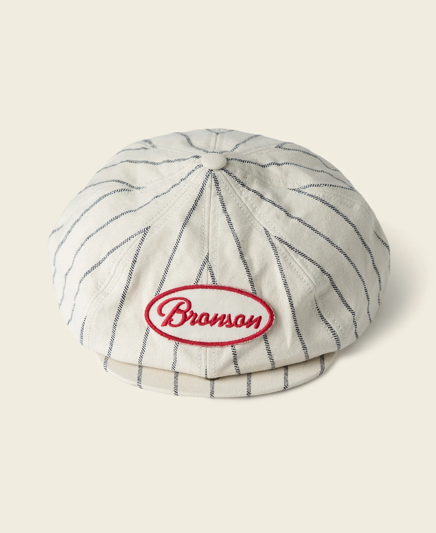 100-1950s-railroad-stripe-newsboy-cap-white-1.webp 1950s Railroad Stripe Newsboy Cap - White