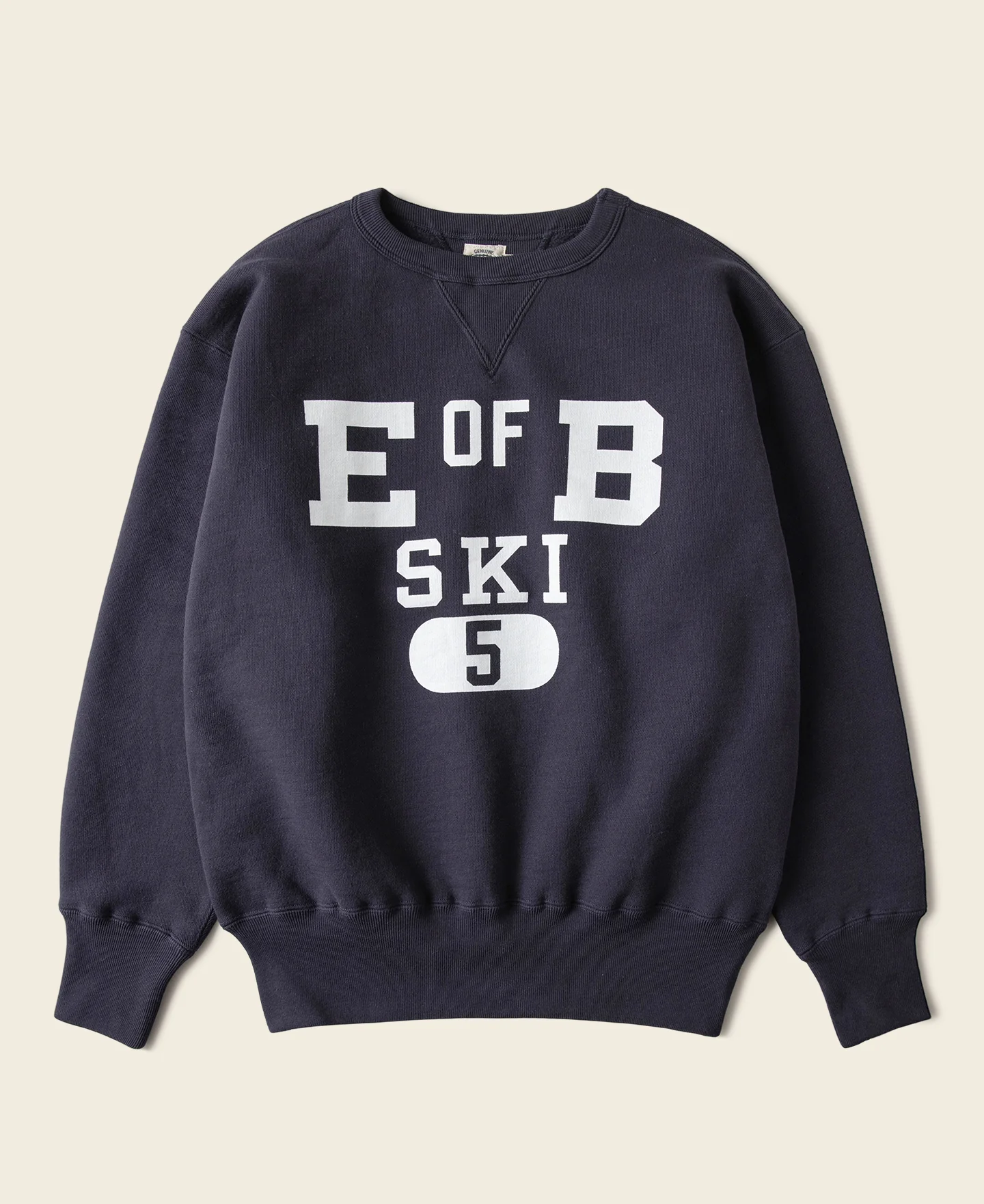 1940s Heavyweight SKI V-Inset Sweater - Navy