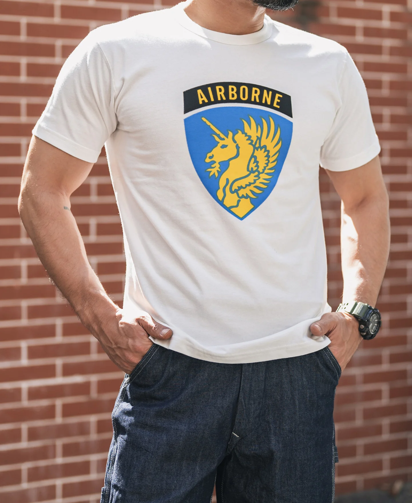 1943 WWII US Airborne Lucky 13 T-Shirt - White