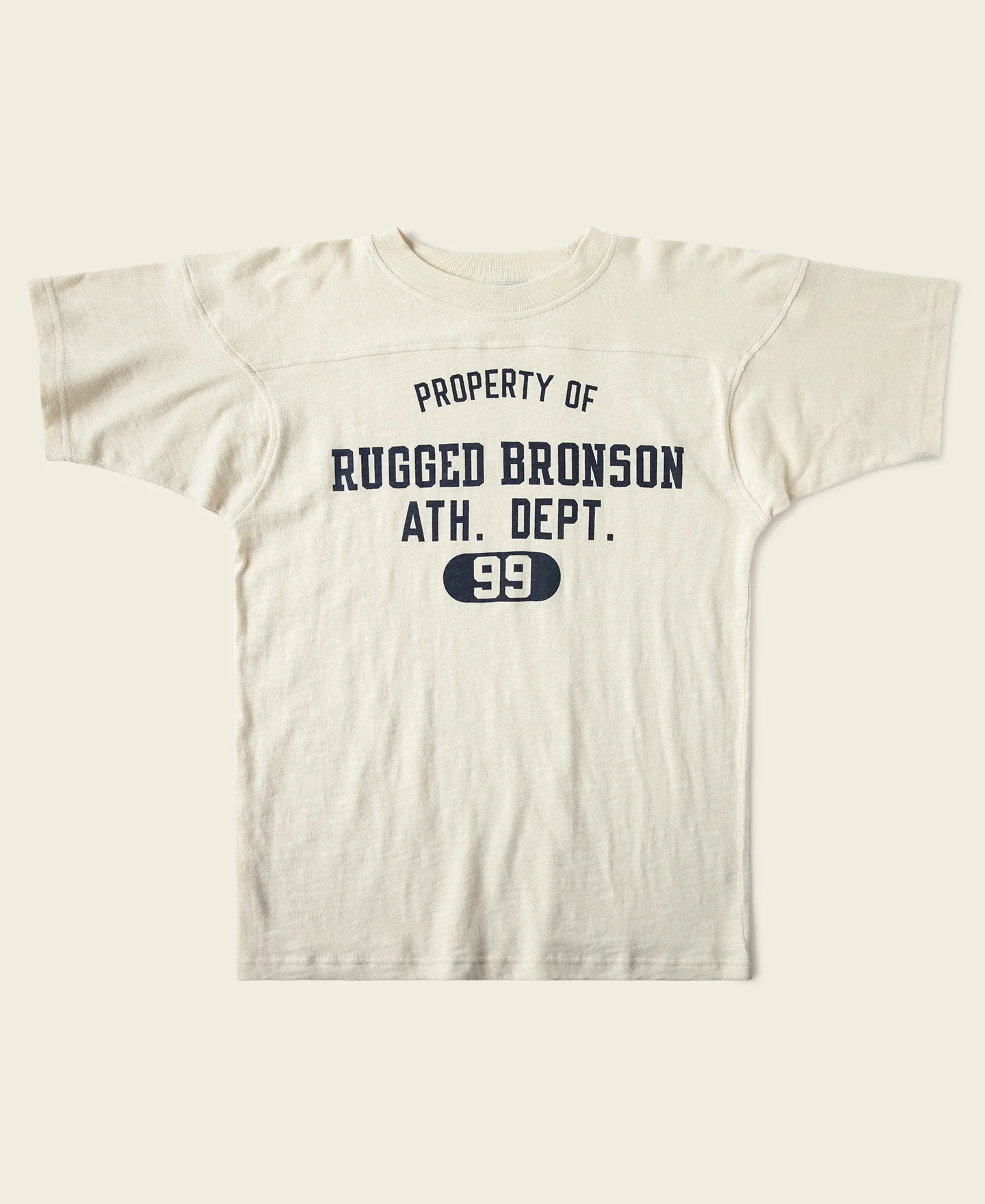 137-1950s-drop-shoulder-football-t-shirt-apricot-1.webp 1950s Drop Shoulder Football T-Shirt - Apricot