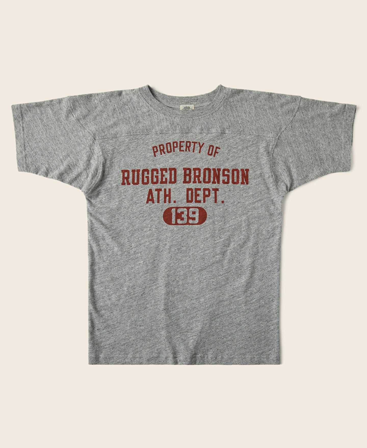 144-1950s-drop-shoulder-football-t-shirt-gray-1.jpg 1950s Drop Shoulder Football T-Shirt - Gray