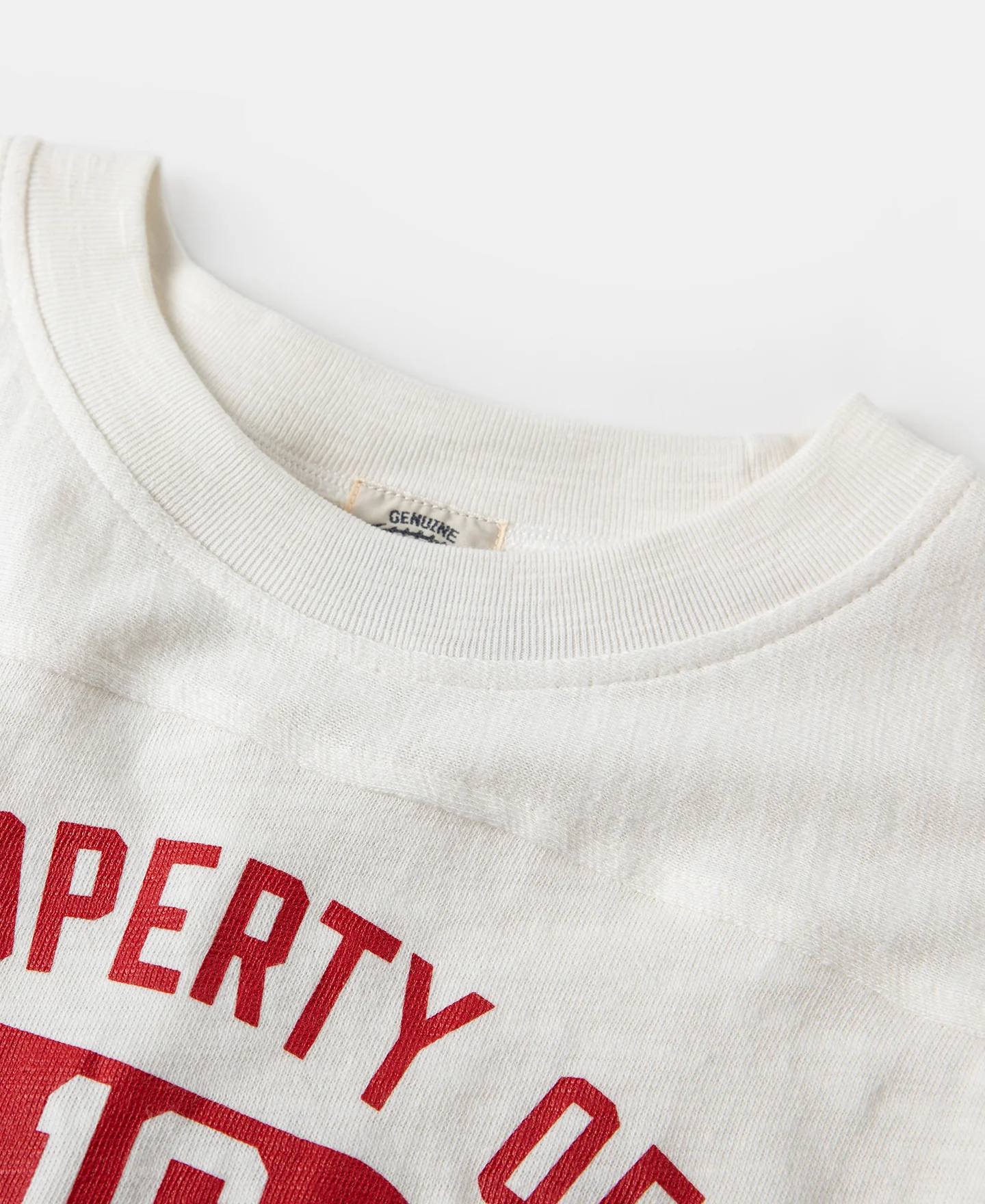 1950s Drop Shoulder Football T-Shirt - White