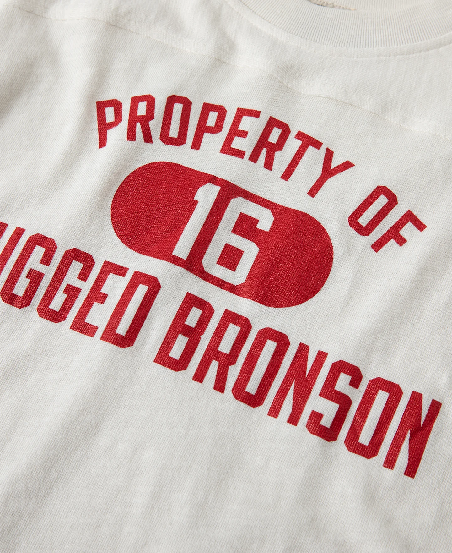 1950s Drop Shoulder Football T-Shirt - White