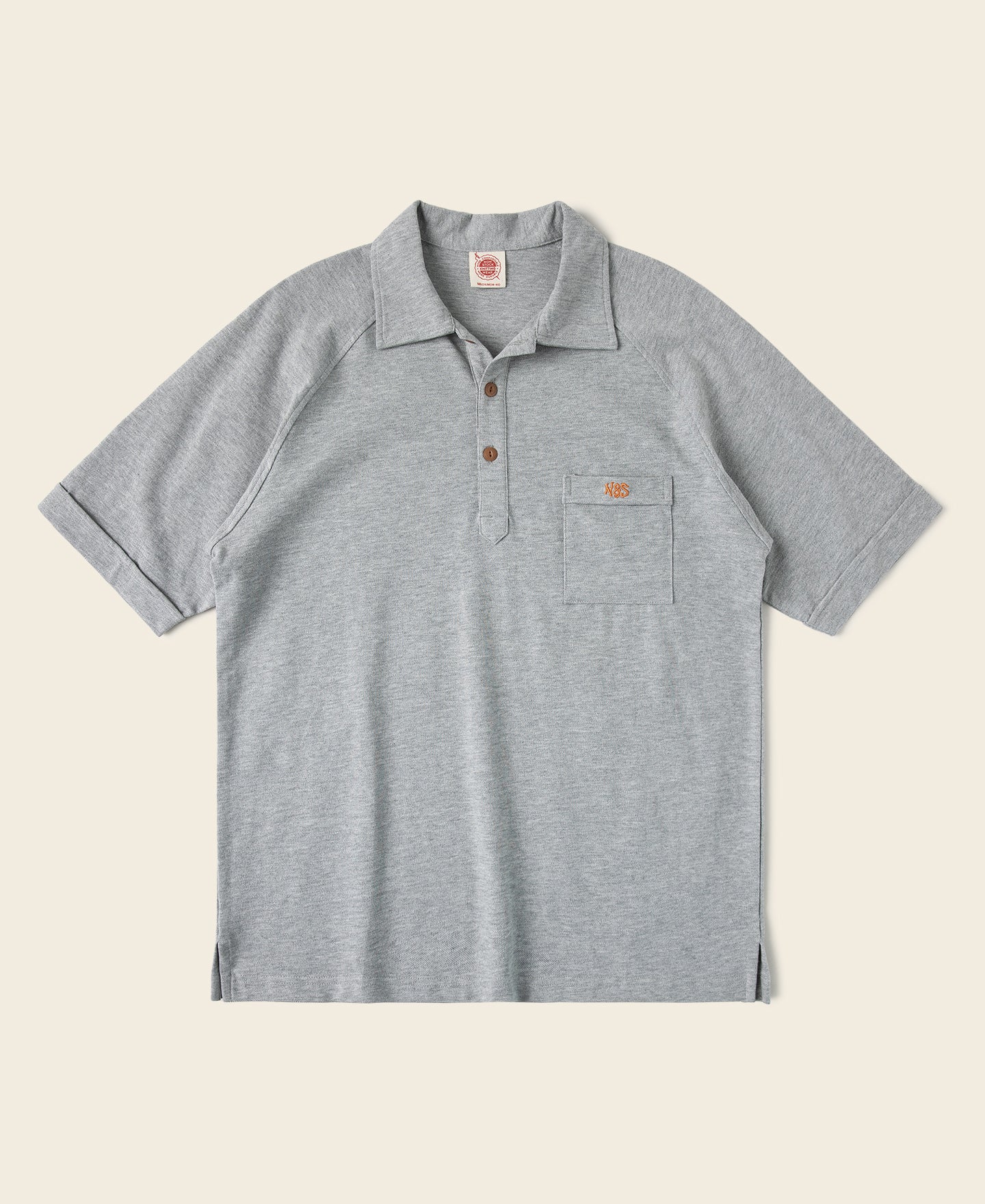 1924-raglan-sleeve-cotton-pique-polo-shirt-gray-1.jpg Raglan Sleeve Cotton-Piqué Polo Shirt - Gray