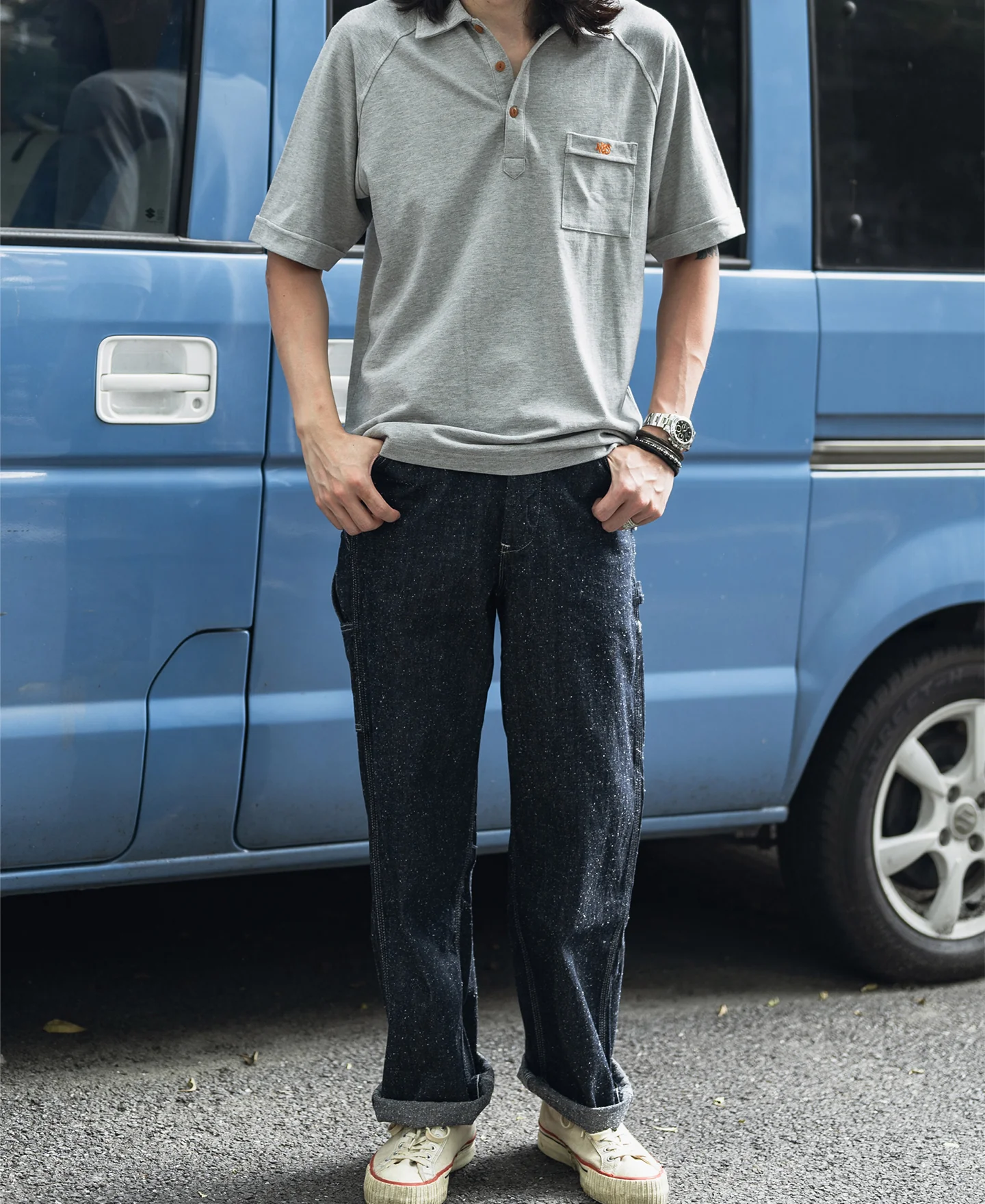 Raglan Sleeve Cotton-Piqué Polo Shirt - Gray