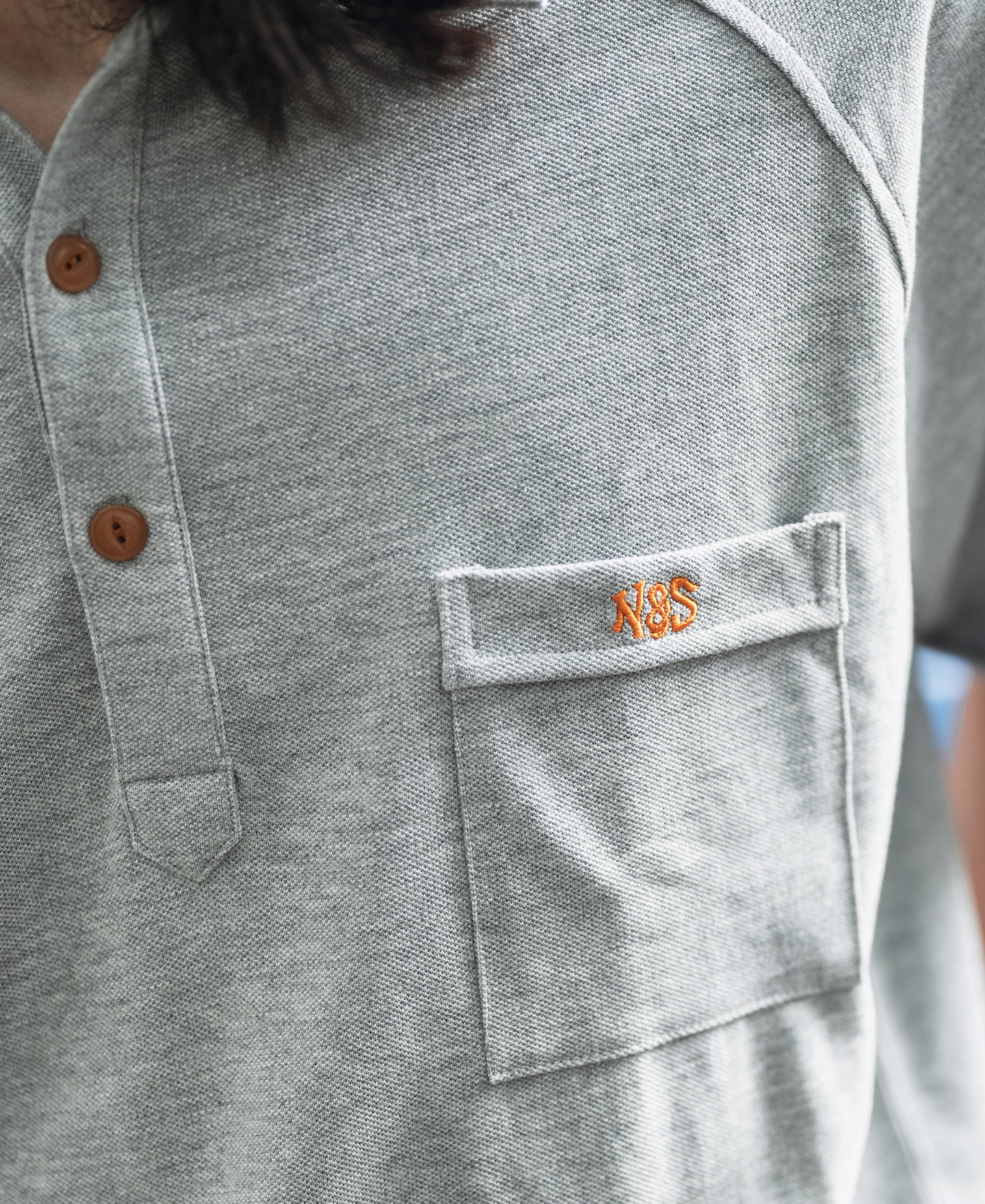 Raglan Sleeve Cotton-Piqué Polo Shirt - Gray