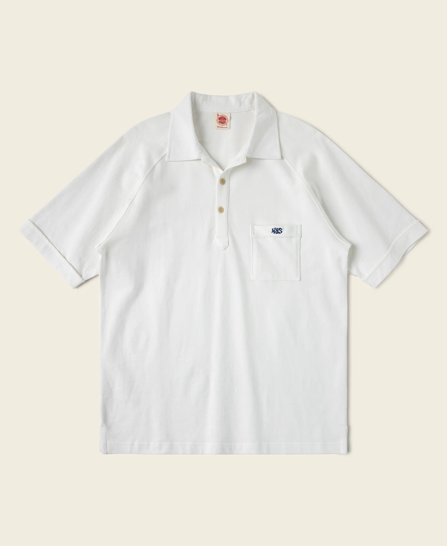 1930-raglan-sleeve-cotton-pique-polo-shirt-white-1.webp Raglan Sleeve Cotton-Piqué Polo Shirt - White