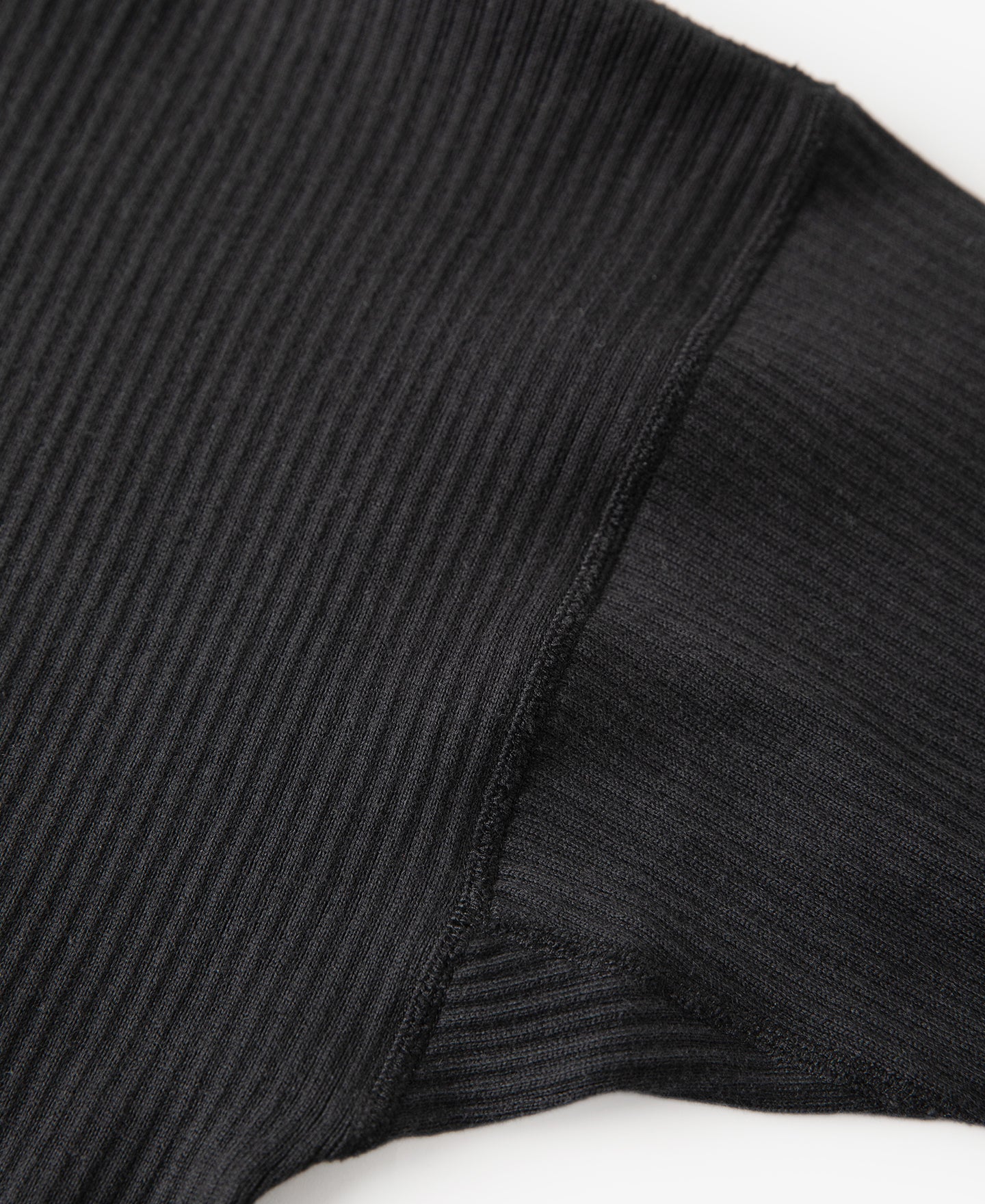 Ribbed Long Sleeve Henley T-Shirt - Black
