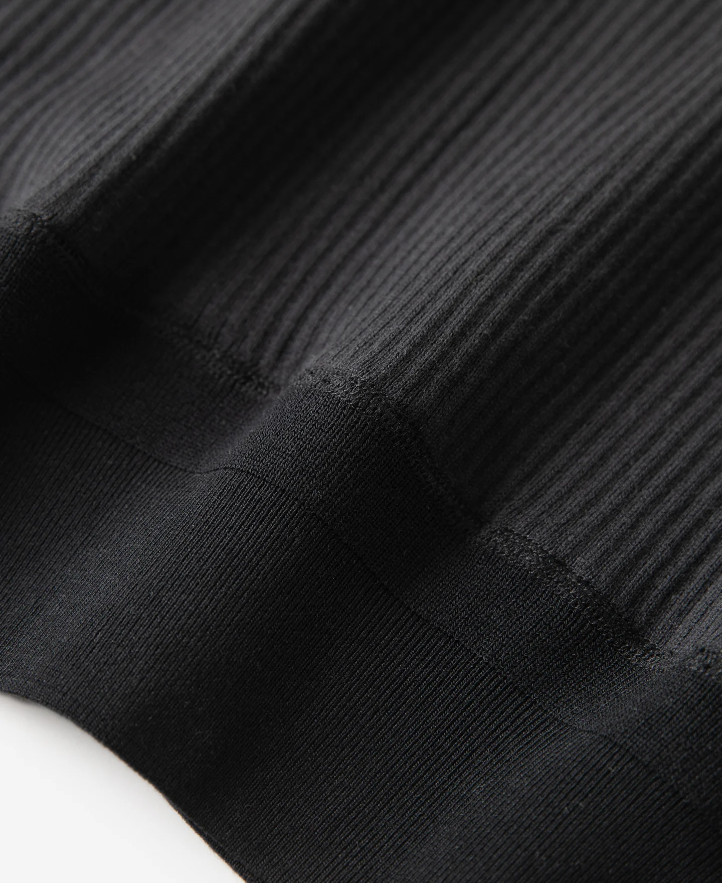Ribbed Long Sleeve Henley T-Shirt - Black