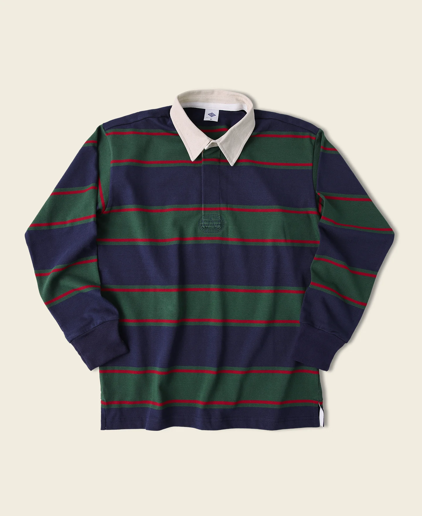 2601-classic-fit-striped-jersey-rugby-shirt-green-navy-red-1.webp Classic Fit Striped Jersey Rugby Shirt - Green/Navy/Red