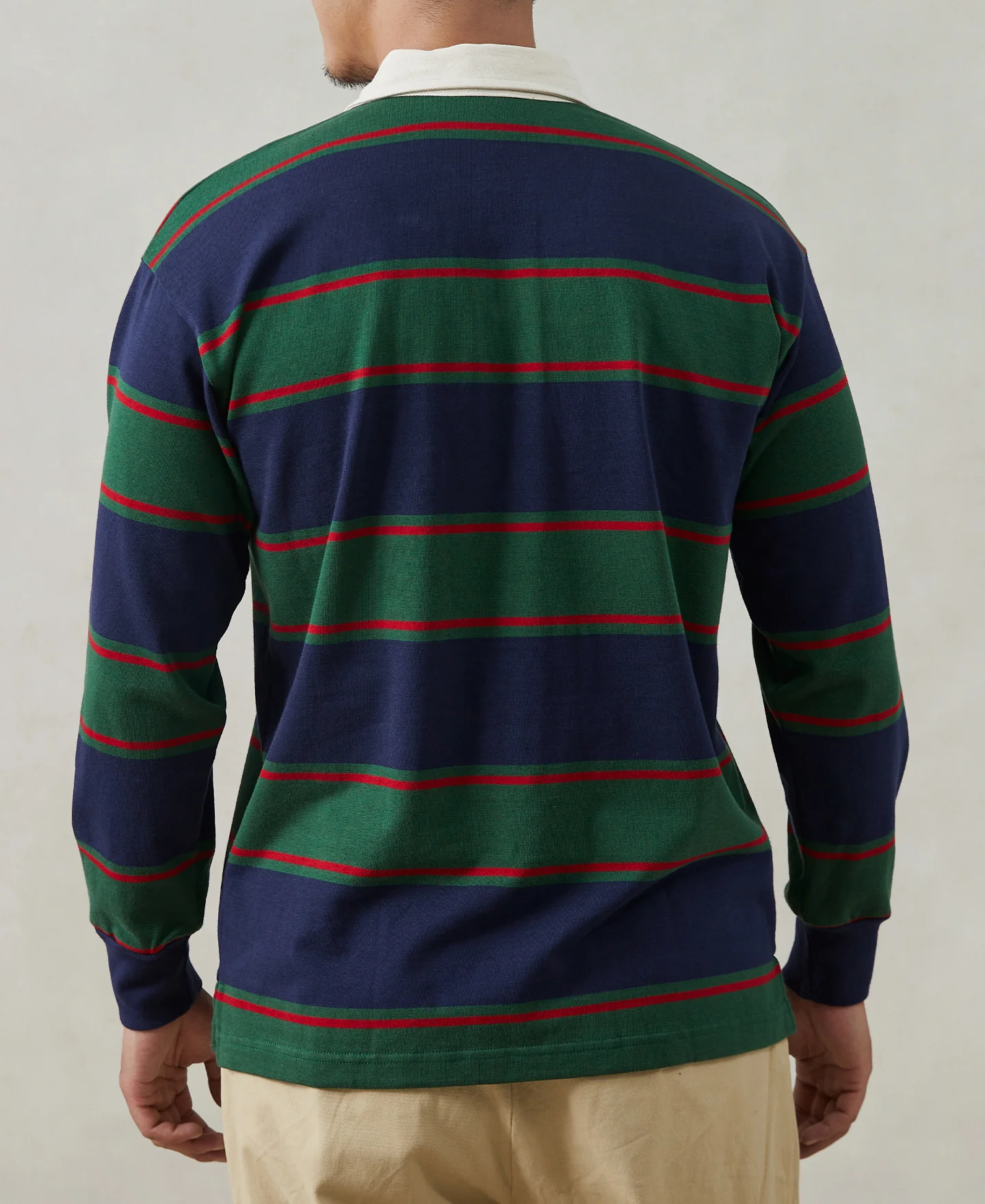 2601-classic-fit-striped-jersey-rugby-shirt-green-navy-red-5.webp Classic Fit Striped Jersey Rugby Shirt - Green/Navy/Red