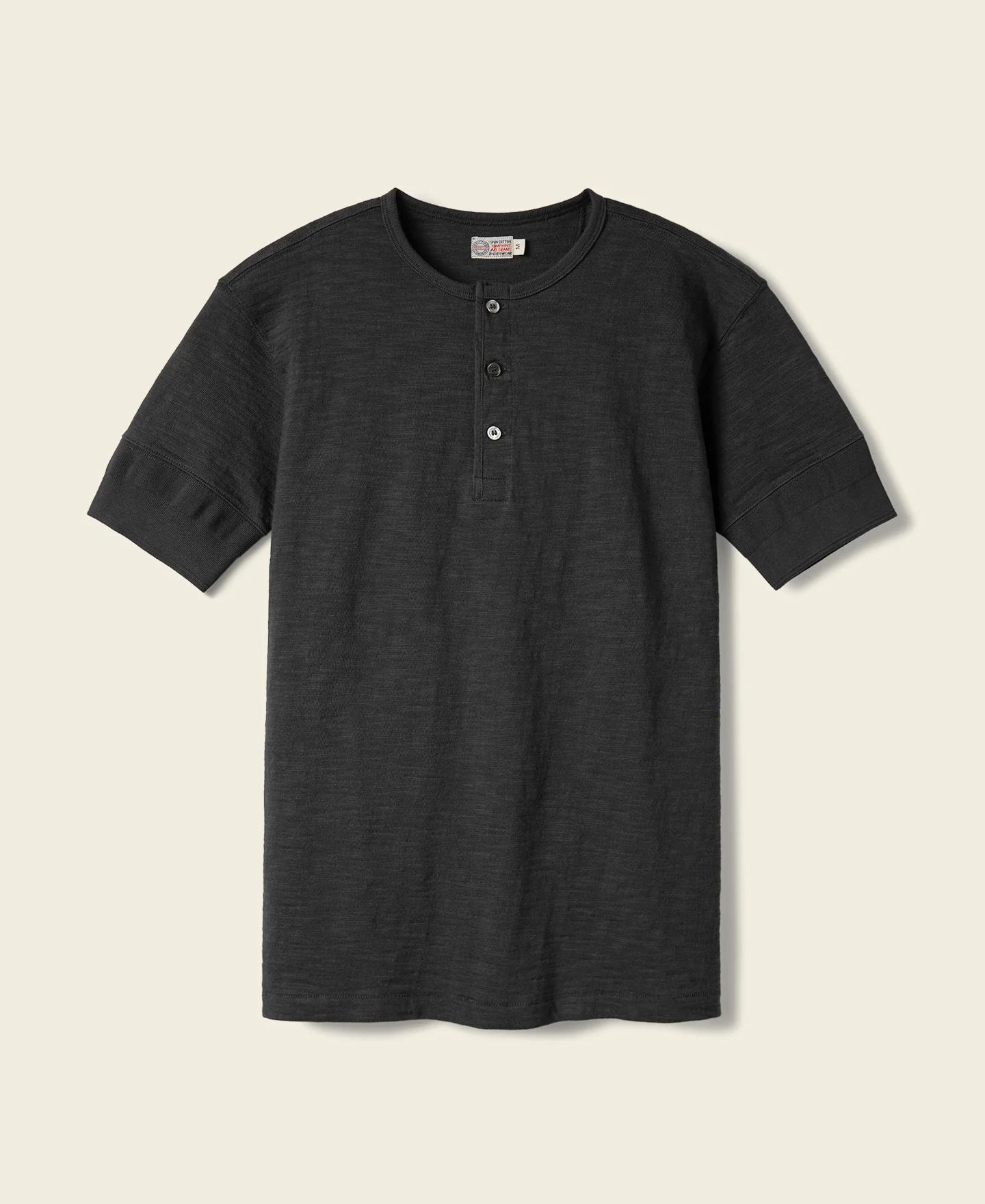 273-loopwheel-tubular-henley-t-shirt-black-1.webp Loopwheel Tubular Henley T-Shirt - Black