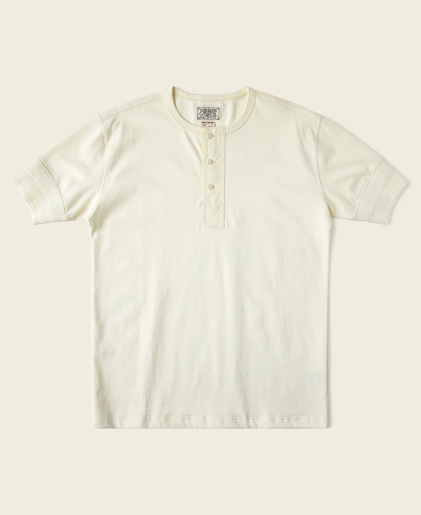 Vintage Short Sleeve Henley T-Shirt - Cream