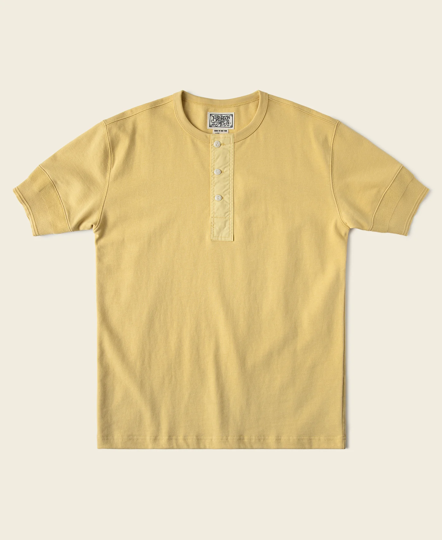 Vintage Short Sleeve Henley T-Shirt - Yellow