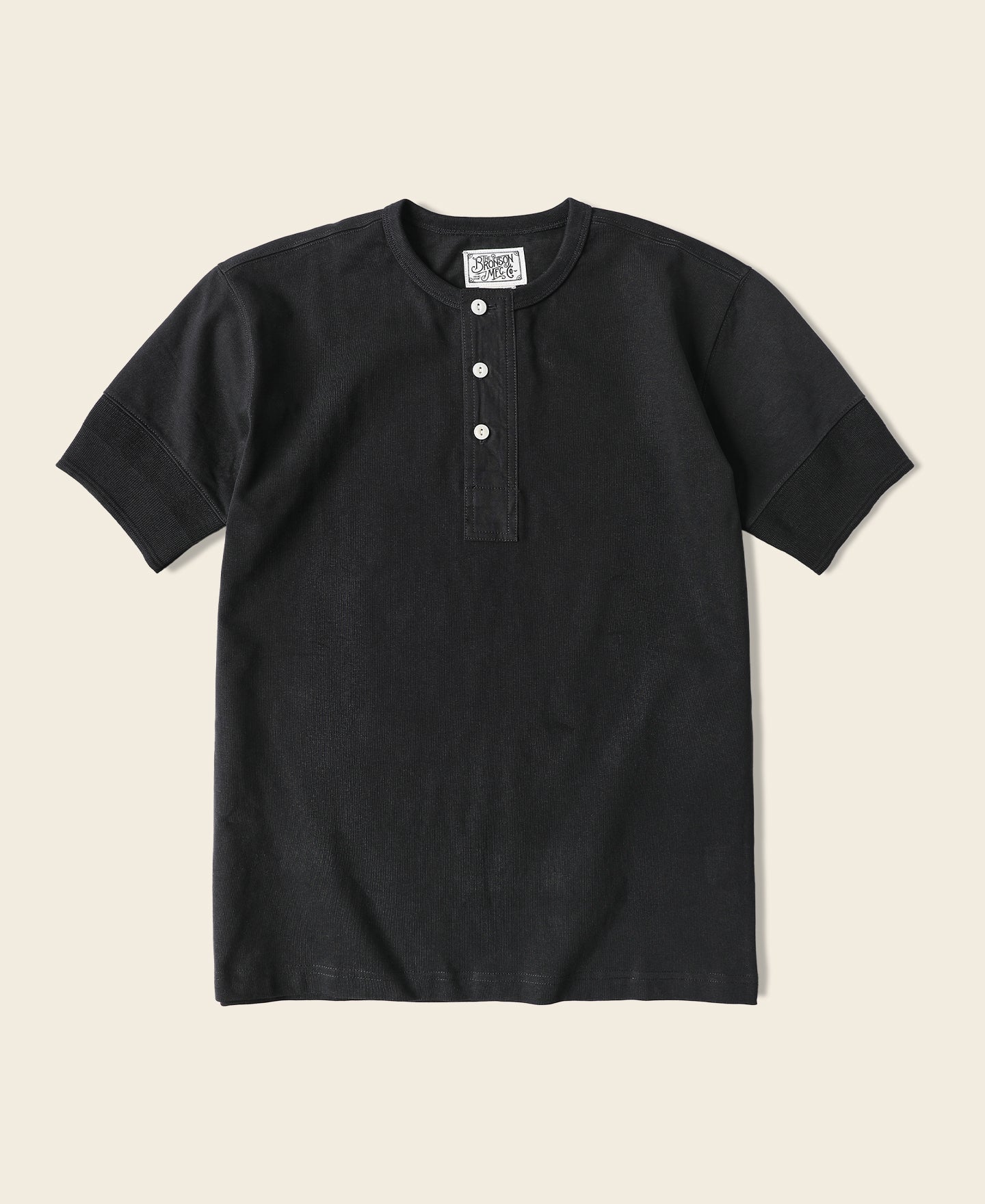 Vintage Short Sleeve Henley T-Shirt - Black