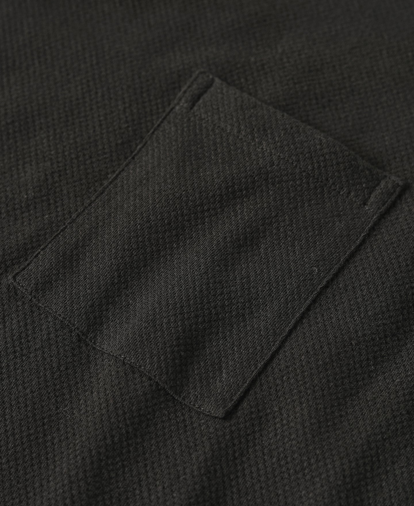 Waffle Knit Pocket T-Shirt - Black