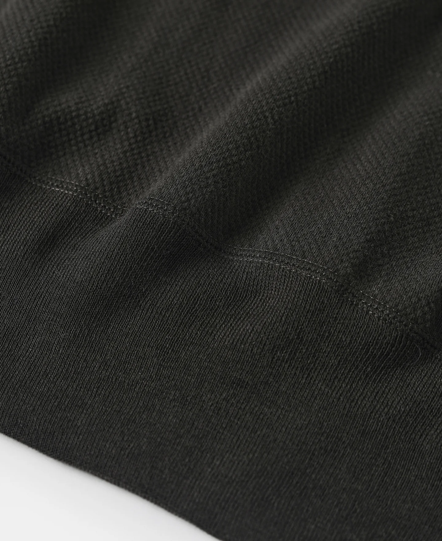 Waffle Knit Pocket T-Shirt - Black