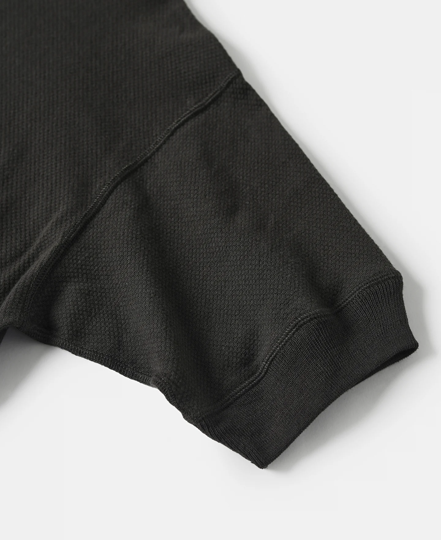 Waffle Knit Pocket T-Shirt - Black