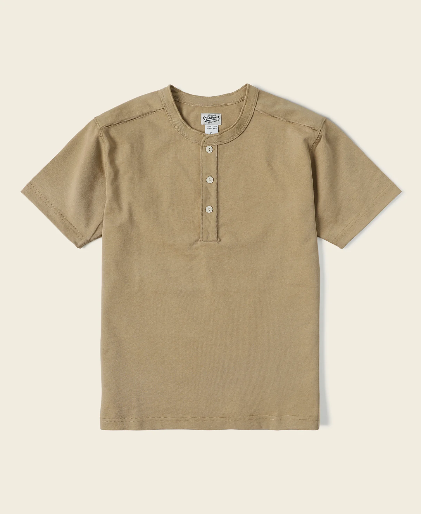 805-10.6-oz-cotton-short-sleeve-henley-t-shirt-khaki-1.webp 10.6 oz Cotton Short Sleeve Henley T-Shirt - Khaki